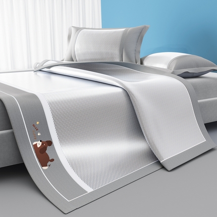 91家纺网 家纺一手货源 找家纺 川悦生活 2025新款纯色凉感冰丝席-大床 帕帕狗仔-银灰