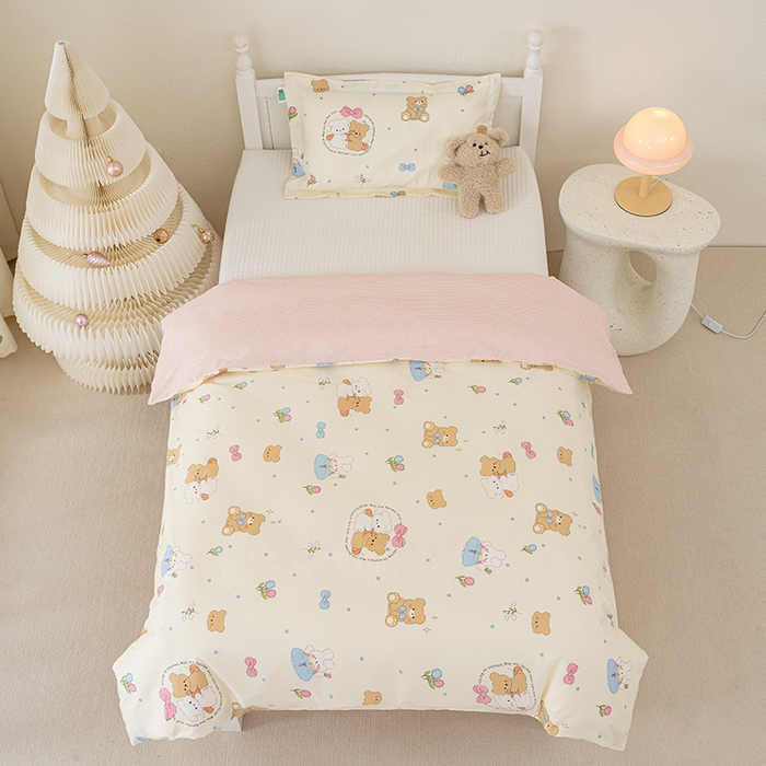 91家纺网 家纺一手货源 找家纺 良佐生活 2025新款高支高密全棉儿童被套 心心相印