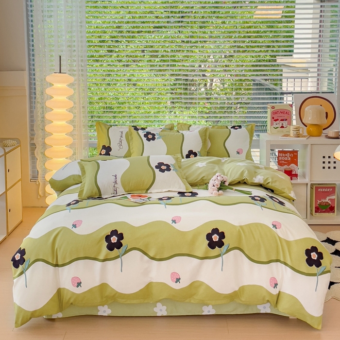 91家纺网 家纺一手货源 找家纺 2025新款亲肤磨毛四件套 茉彩花韵