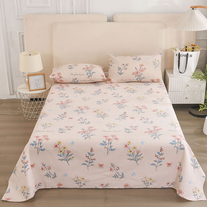 91家纺网 家纺一手货源 找家纺 红日子纺织品 2025新款艾草老粗布床单印花凉席三件套 花镜