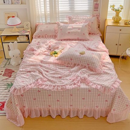 91家纺网 家纺一手货源 找家纺 （总）创爱家纺 2025新款凉感丝床盖款凉席夏被四件套