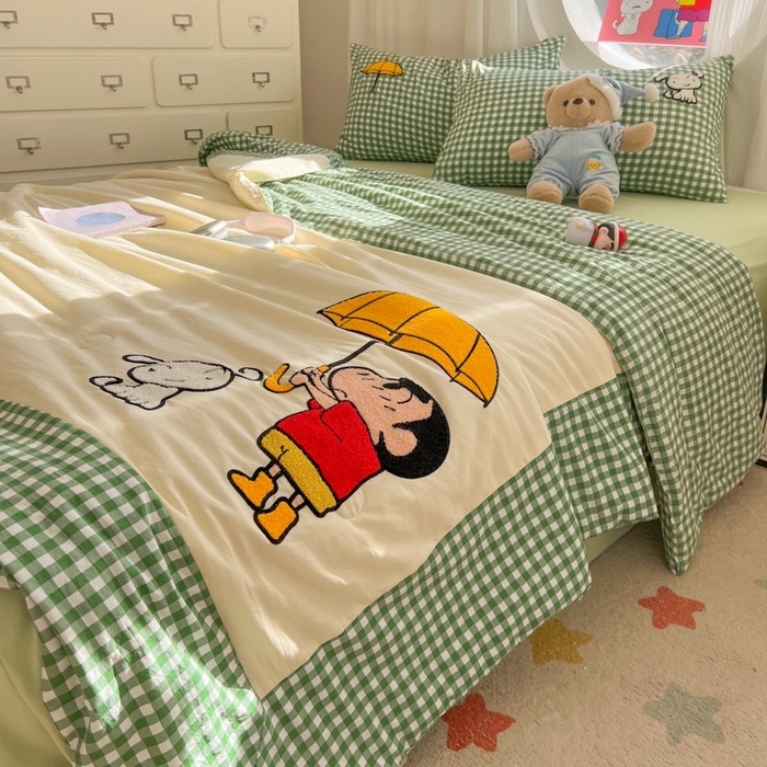 91家纺网 家纺一手货源 找家纺 （总）子钦2025春夏新款水洗棉云朵棉毛巾绣ins风单夏被夏被四件套