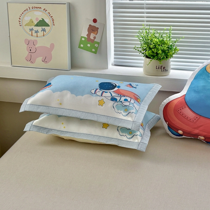 91家纺网 家纺一手货源 找家纺 博雅2025新款冰丝单枕套三丽欧，宇航员，卡皮 飞行宇航员