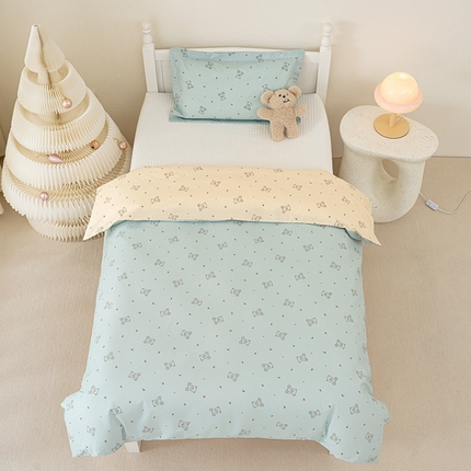 91家纺网 家纺一手货源 找家纺 良佐生活 2025新款高支高密全棉儿童被套 爱尼熊-粉