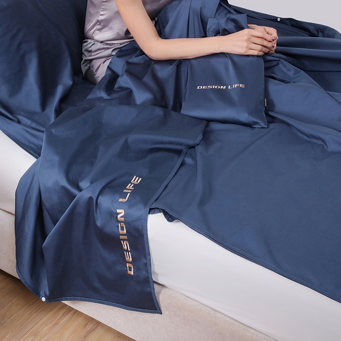 91家纺网 家纺一手货源 找家纺 佳汐蓝家纺 2025新款60支全棉纯色隔脏睡袋 星海蓝