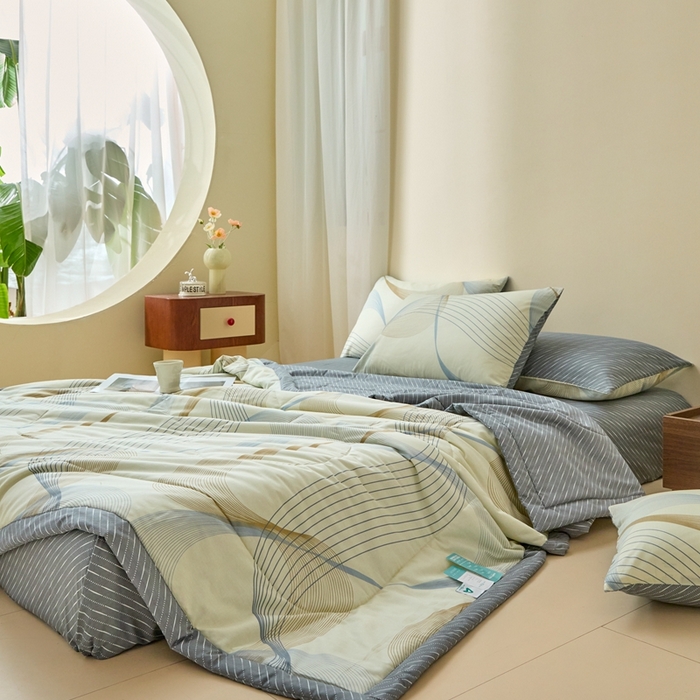 91家纺网 家纺一手货源 找家纺 珂博家纺2025新款亲肤全棉印花夏被 名爵黄