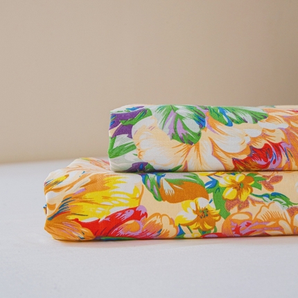 【长期供货】2025新款原棉老粗布床单混纺含棉-床笠 L盛开