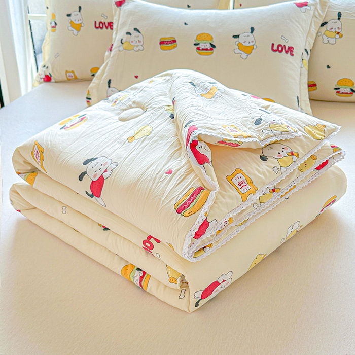 91家纺网 家纺一手货源 找家纺 创优  2025新款有氧双层纱小清新印花小花边夏被夏凉被可机洗空调被子被芯 豆包