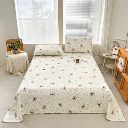 91家纺网 家纺一手货源 找家纺 （总）九沐良品 2025新款100%全棉纯棉老粗布花卉系列无印系列单品床单三件套(有版权)