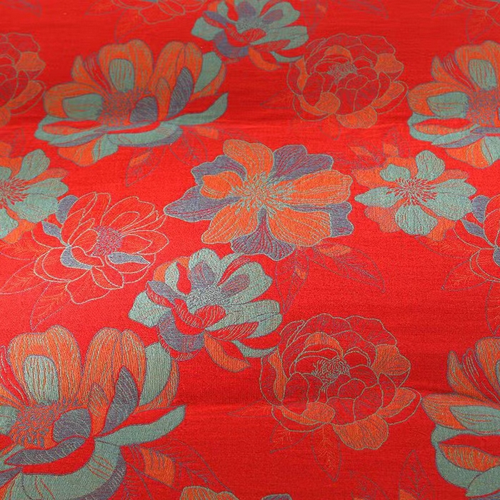 91家纺网 家纺一手货源 找家纺 双层纱家居 2025新款深色系列双层纱四件套 花开富贵