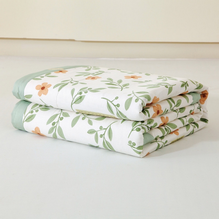 91家纺网 家纺一手货源 找家纺  2025新款A类全棉棉花夏被纯棉夏被 被子被芯 青柠薄荷