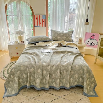 91家纺网 家纺一手货源 找家纺 （总）棠薇家纺2025新款简约风多功能纱布盖毯纱布毯子毛巾被床盖沙发巾单毯枕巾枕套三件套