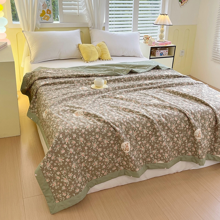 91家纺网 家纺一手货源 找家纺  2025新款A类全棉棉花夏被纯棉夏被 被子被芯 清茶小熊