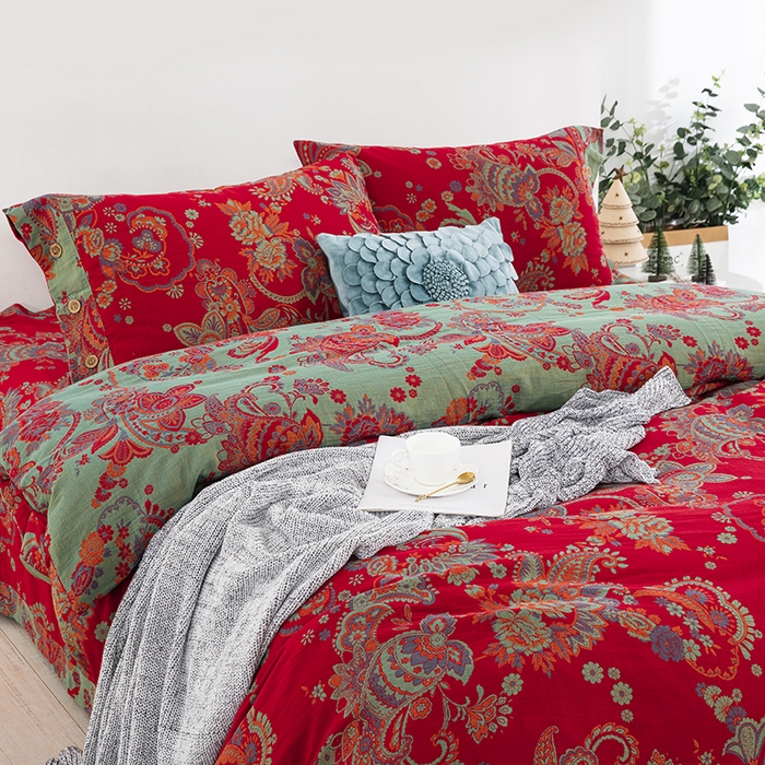 91家纺网 家纺一手货源 找家纺 双层纱家居 2025新款深色系列双层纱四件套 锦上添花