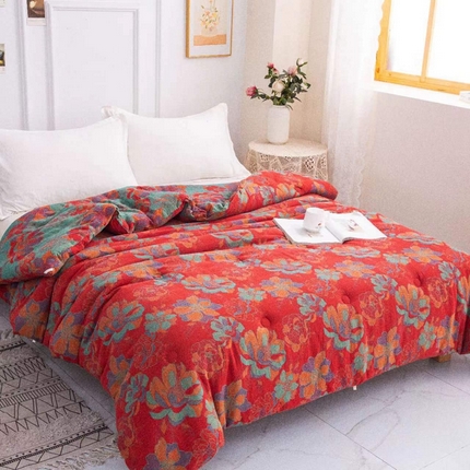 双层纱家居 2025新款双层纱大豆被夏被春秋被冬被被子被芯花开富贵大豆被秋冬款