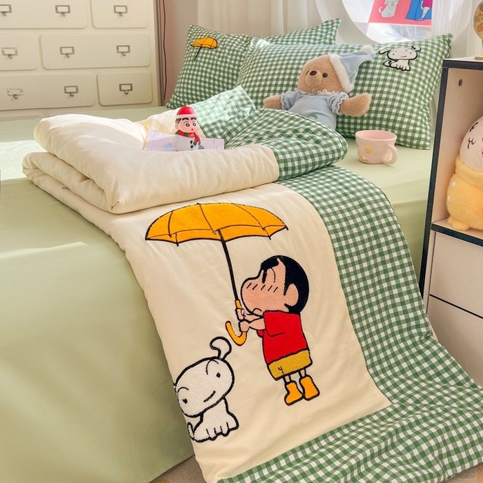 91家纺网 家纺一手货源 找家纺 （总）子钦2025春夏新款水洗棉云朵棉毛巾绣ins风单夏被夏被四件套