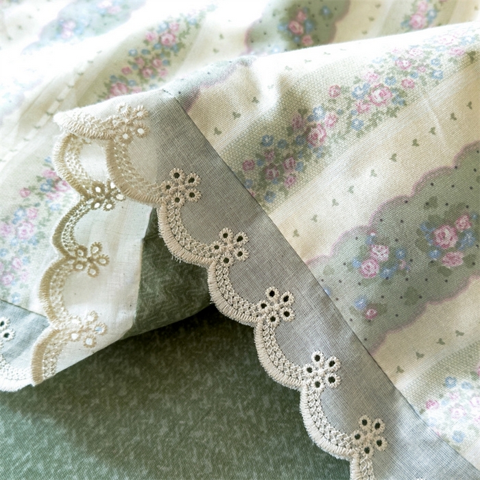 91家纺网 家纺一手货源 找家纺 2025新款全棉花边大豆夏被四件套 半岛茶歇-绿