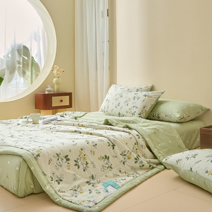 91家纺网 家纺一手货源 找家纺 珂博家纺2025新款亲肤全棉印花夏被 花香雪