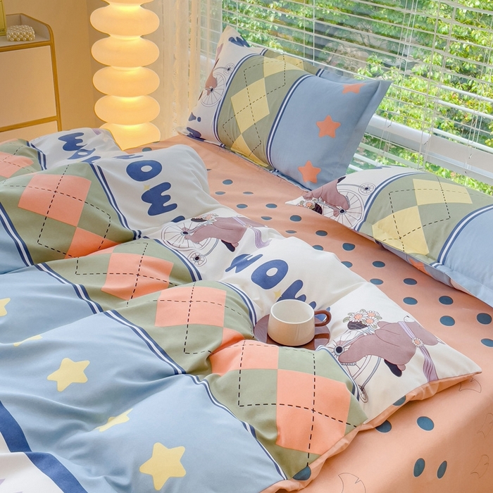 91家纺网 家纺一手货源 找家纺 2025新款亲肤磨毛四件套 欢乐假日