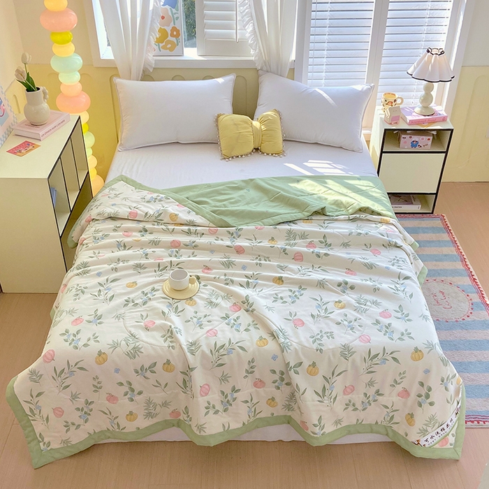 91家纺网 家纺一手货源 找家纺  2025新款A类全棉棉花夏被纯棉夏被 被子被芯 轻婉花语