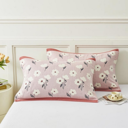 2025新款纯棉加厚精梳棉纱布枕巾 夏至-粉 52*78cm/条