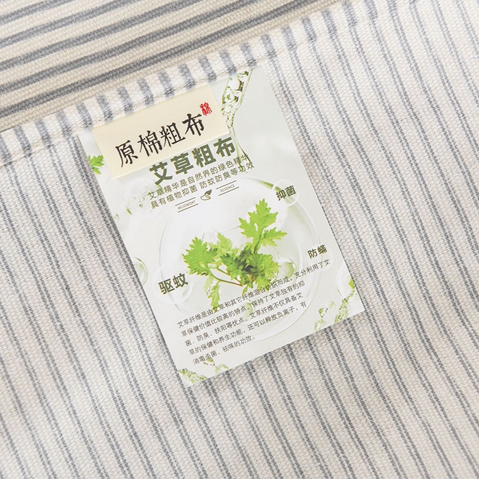 91家纺网 家纺一手货源 找家纺 红日子纺织品 2025新款艾草老粗布床单印花凉席三件套 蝴蝶结