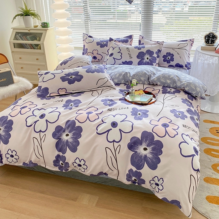 91家纺网 家纺一手货源 找家纺 2025新款亲肤磨毛四件套 浅浅花香