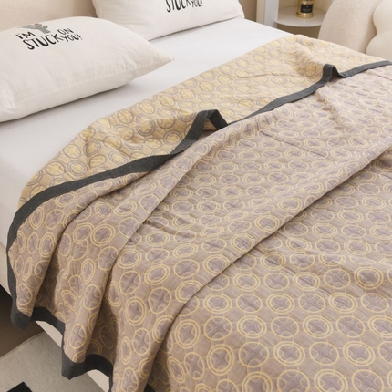  2025新款a类全棉三层纱多功能毛巾被盖毯床单夏被空调被 圈圈紫