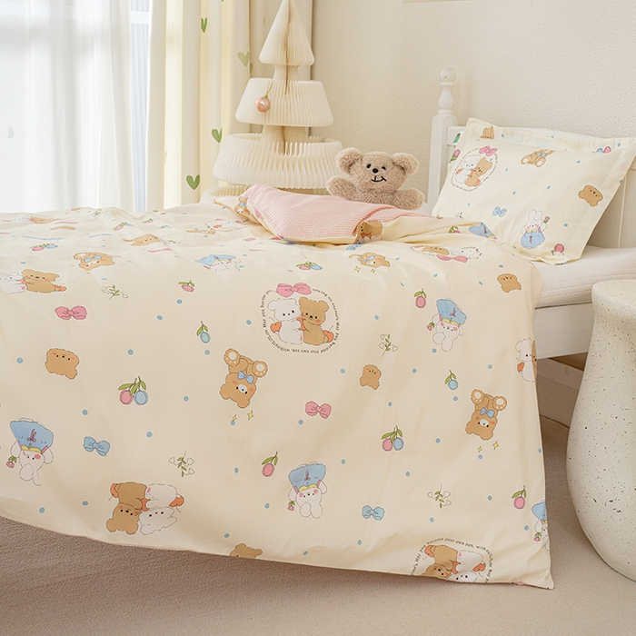 91家纺网 家纺一手货源 找家纺 良佐生活 2025新款高支高密全棉儿童被套 心心相印