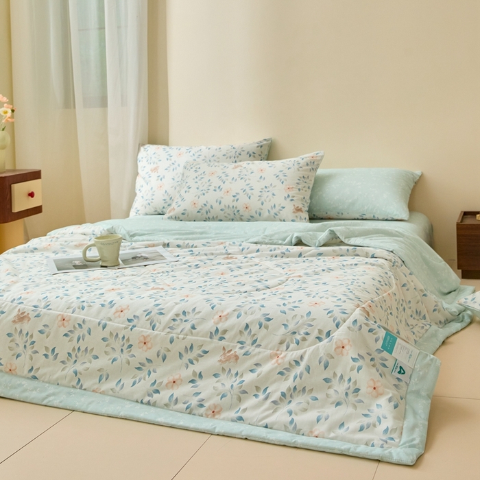 91家纺网 家纺一手货源 找家纺 珂博家纺2025新款亲肤全棉印花夏被 沁心田园