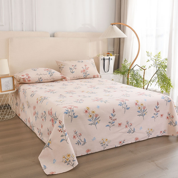 91家纺网 家纺一手货源 找家纺 红日子纺织品 2025新款艾草老粗布床单印花凉席三件套 花镜