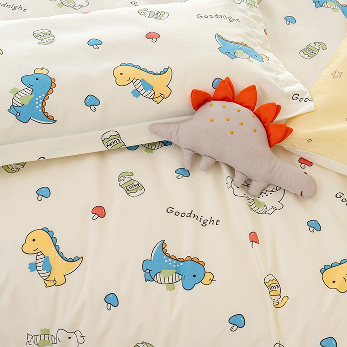 91家纺网 家纺一手货源 找家纺 良佐生活 2025新款高支高密全棉儿童被套 元气恐龙