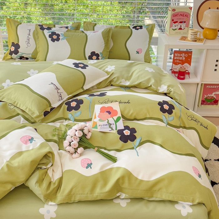 91家纺网 家纺一手货源 找家纺 2025新款亲肤磨毛四件套 茉彩花韵