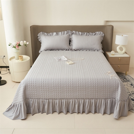 恒爱 2025新款A类全棉纯棉多功能夏被夏凉被空调被四件套-一枝独秀 浅灰