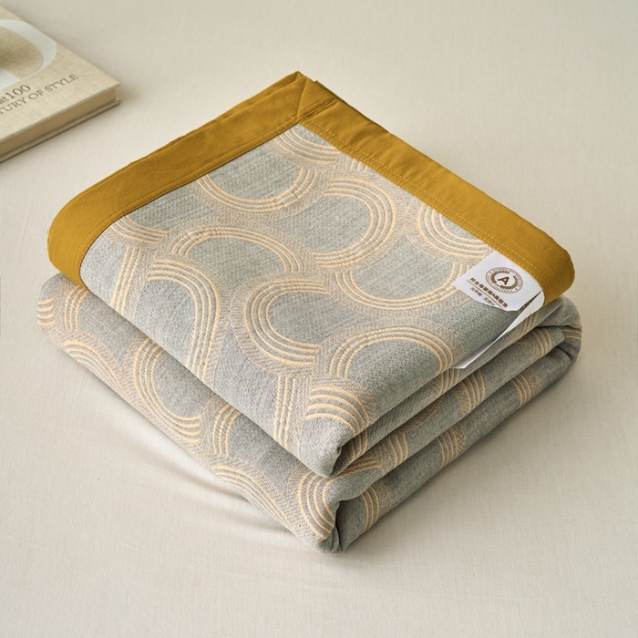 91家纺网 家纺一手货源 找家纺 棠薇家纺2025新款简约风多功能纱布盖毯纱布毯子毛巾被床盖沙发巾单毯枕巾枕套三件套 半夏