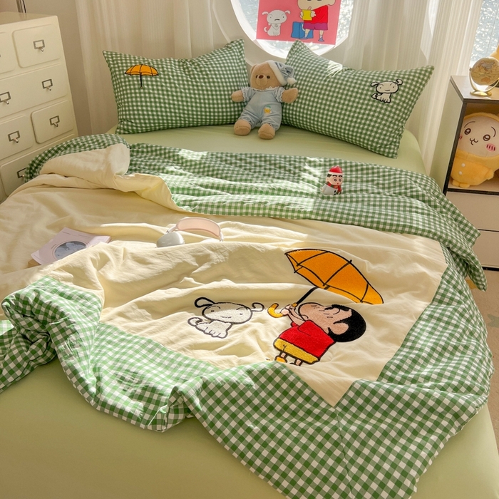 91家纺网 家纺一手货源 找家纺 （总）子钦2025春夏新款水洗棉云朵棉毛巾绣ins风单夏被夏被四件套