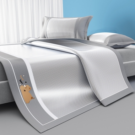 91家纺网 家纺一手货源 找家纺 川悦生活 2025新款纯色凉感冰丝席-大床 诺尼熊-银灰