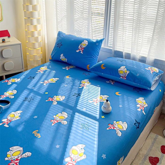 91家纺网 家纺一手货源 找家纺 名兮家居 2025新款正版授权经典奥特曼-三丽鸥全棉印花床笠 艾斯奥特曼