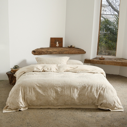 91家纺网 家纺一手货源 找家纺 （总）简家居 2025新款20%亚麻80%棉棉麻提花四件套-常青藤