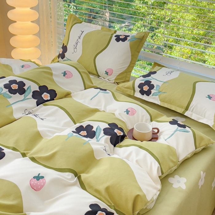 91家纺网 家纺一手货源 找家纺 2025新款亲肤磨毛四件套 茉彩花韵