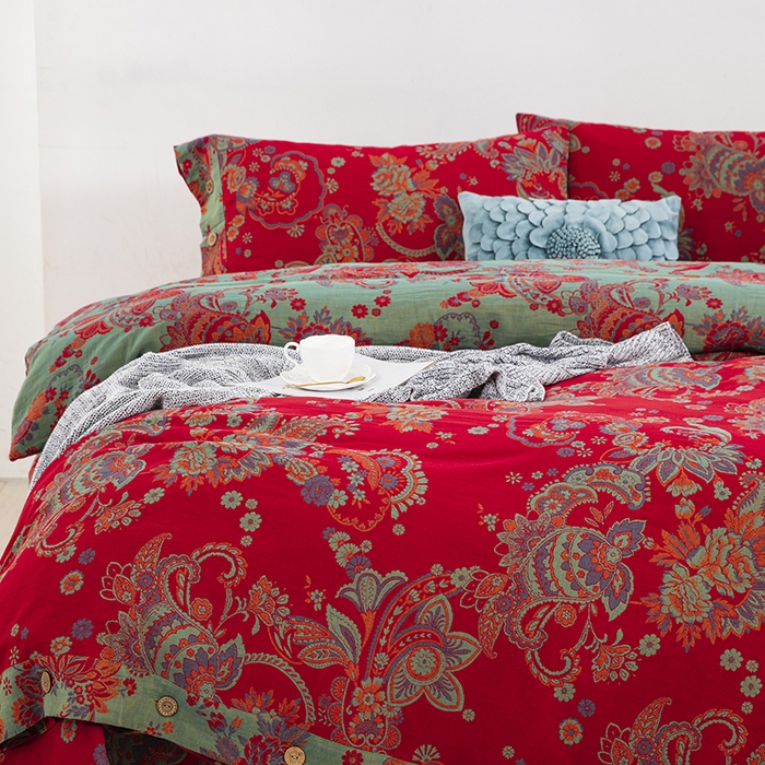 91家纺网 家纺一手货源 找家纺 双层纱家居 2025新款深色系列双层纱四件套 锦上添花