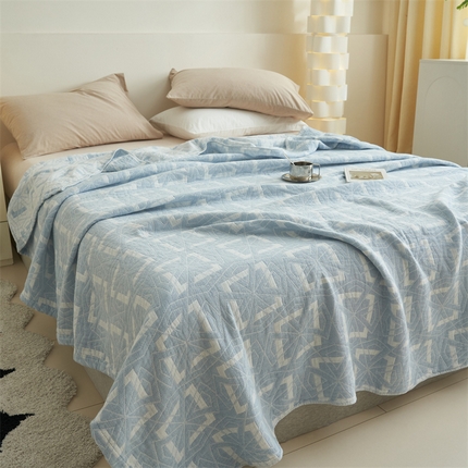  2025新款全棉毛巾被全棉纱布盖毯（已做缩水处理） 莱卡-浅蓝