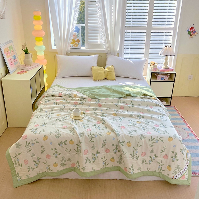 91家纺网 家纺一手货源 找家纺  2025新款A类全棉棉花夏被纯棉夏被 被子被芯 轻婉花语