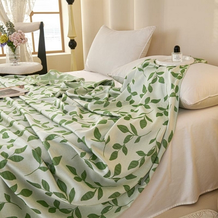 2025新款竹纤维盖毯空调毯系列 叶语-绿