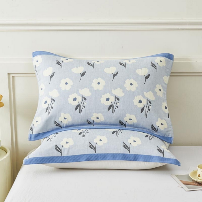 91家纺网 家纺一手货源 找家纺 2025新款纯棉加厚精梳棉纱布枕巾 夏至-浅蓝 52*78cm/对