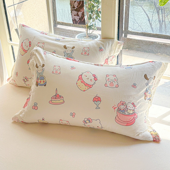 91家纺网 家纺一手货源 找家纺 创优  2025新款有氧双层纱小清新印花小花边夏被夏凉被可机洗空调被子被芯 奶猫