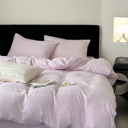 例外Home 2025新款全棉提花四件套-鱼骨纹 鱼骨纹-浅浅紫