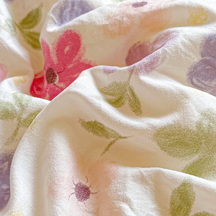 91家纺网 家纺一手货源 找家纺 创优  2025新款有氧双层纱小清新印花小花边夏被夏凉被可机洗空调被子被芯 满心欢喜