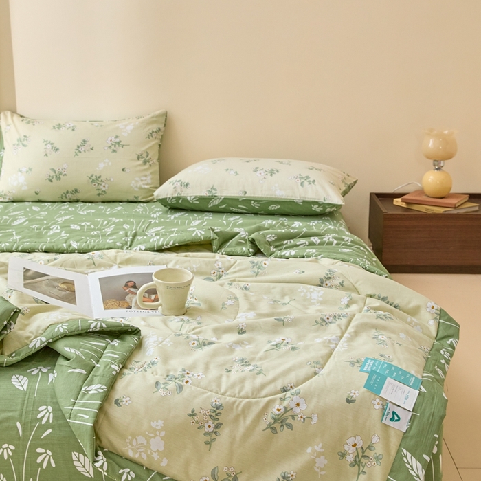 91家纺网 家纺一手货源 找家纺 珂博家纺2025新款亲肤全棉印花夏被 茶艺