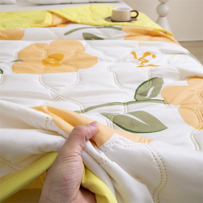 91家纺网 家纺一手货源 找家纺 席万佳 2025新款直播热款印花夏凉被空调被被子被芯水洗棉夏被 梵花